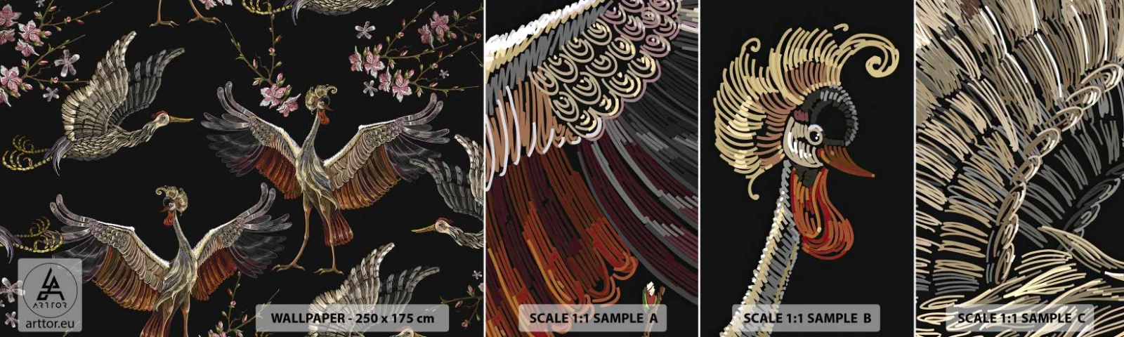 Vzorka samolepiacej fototapety Deluxe Sticker - Rozprávkový vták - Abstrakcia, Vták, Grafika - 100x30 cm