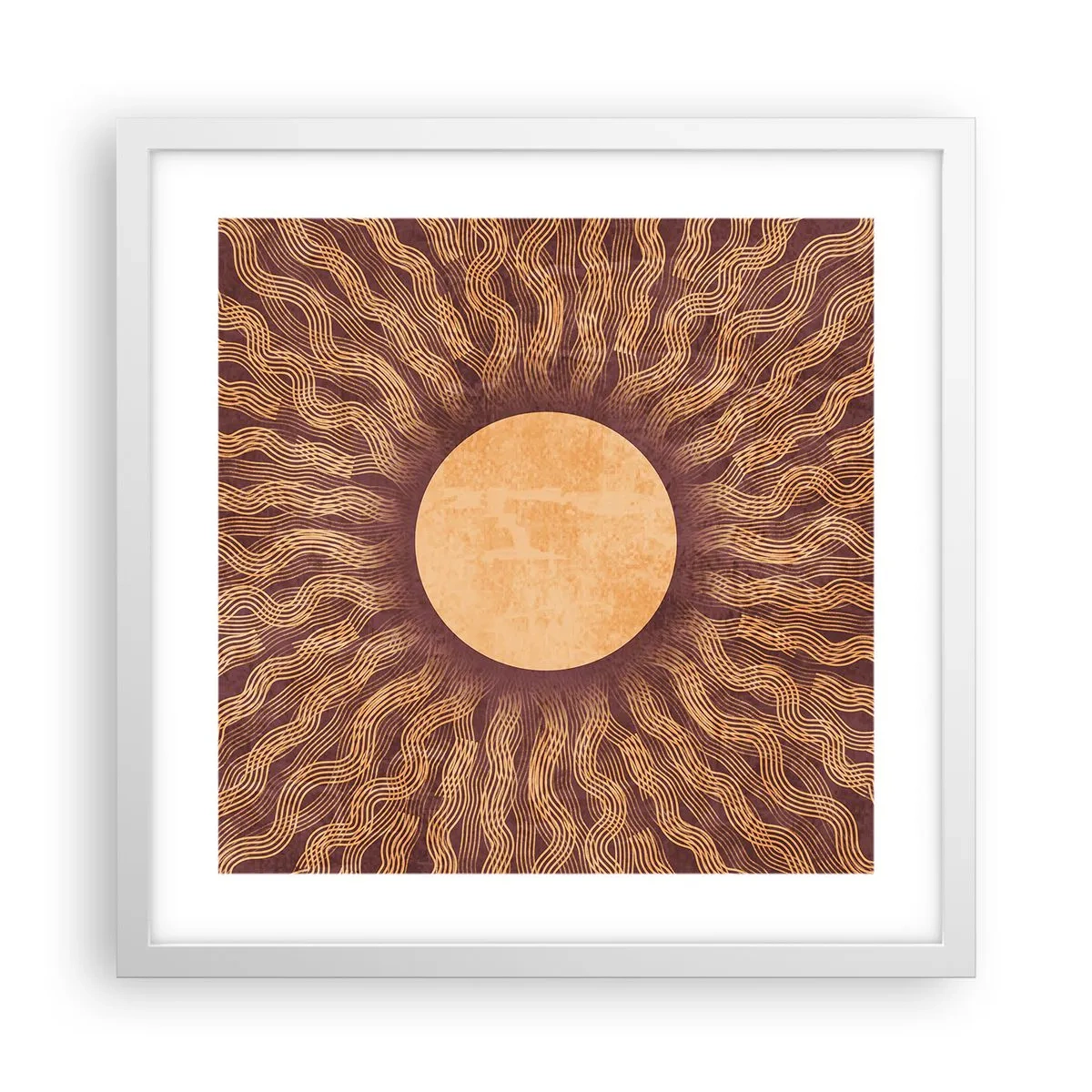 Plagát v bielom ráme - Ikona slnka - 40x40 cm
