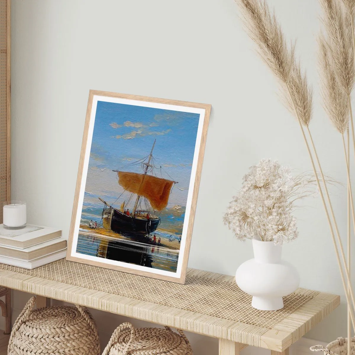 Plagát v ráme zo svetlého duba - Voda, zem, vzduch - 30x40 cm