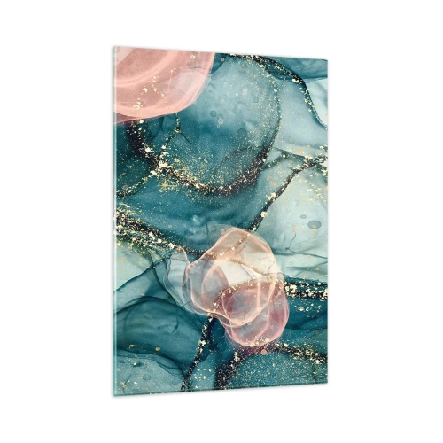 Obraz na skle - Modré hodváb modré, ružový tyl - 80x120 cm