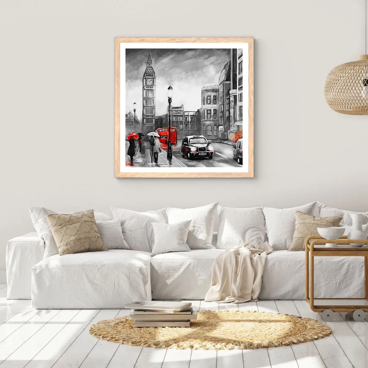 Plagát v ráme zo svetlého duba - Vôbec nie šedé mesto - 60x60 cm