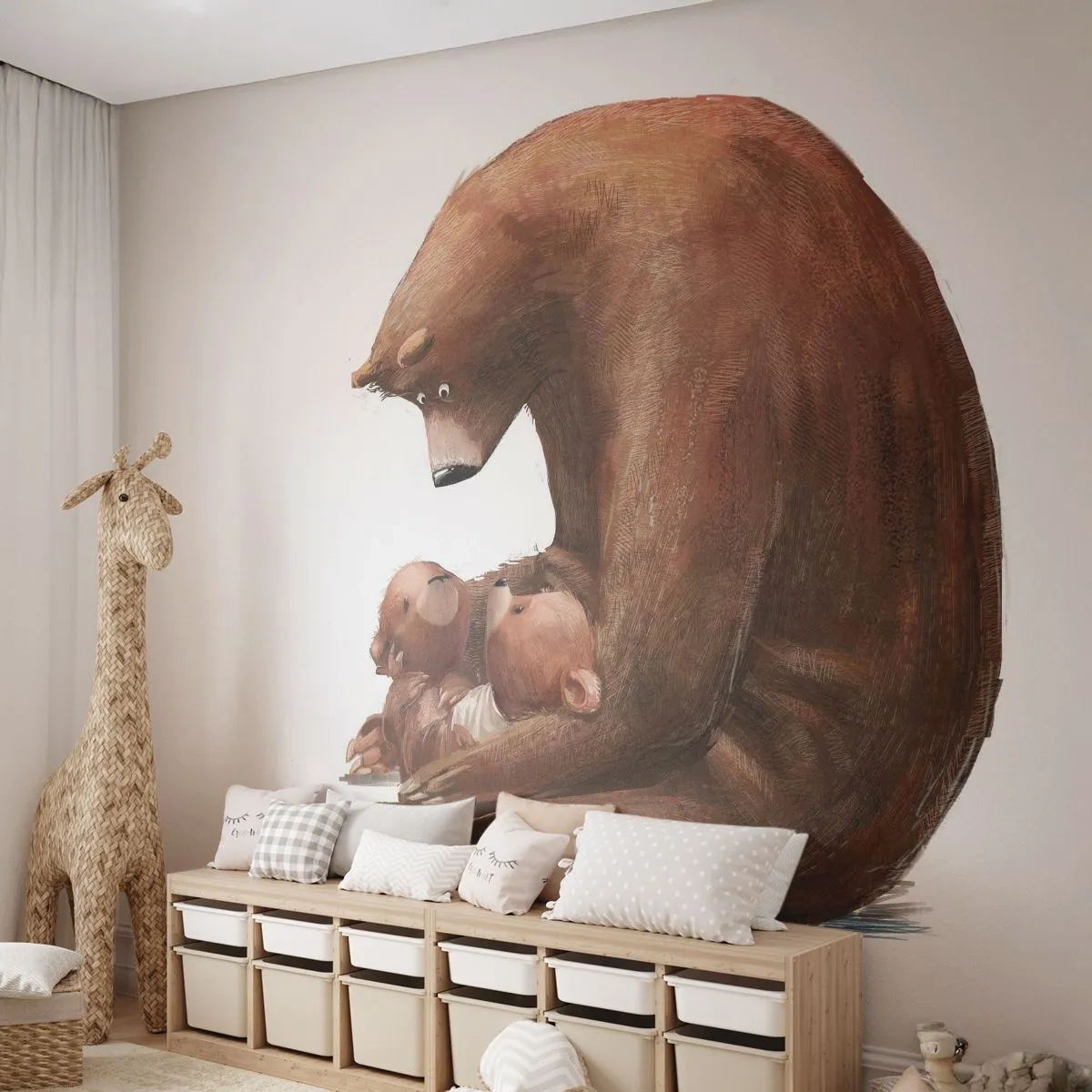 Fototapeta Premium Sand - Sladké sny, deti - Pre deti, Medveď, Rodina - 500x350 cm