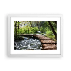Plagát v bielom ráme - Pri spenenom vodopáde - 40x30 cm