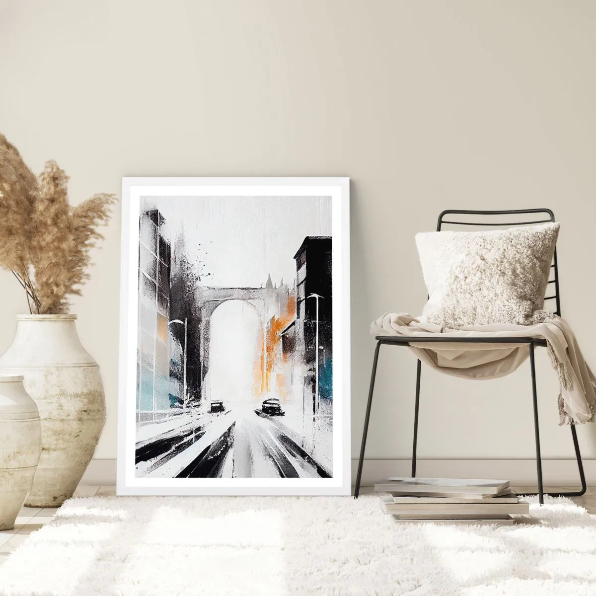 Plagát v bielom ráme - Štúdia mesta: architektúra a pohyb - 70x100 cm