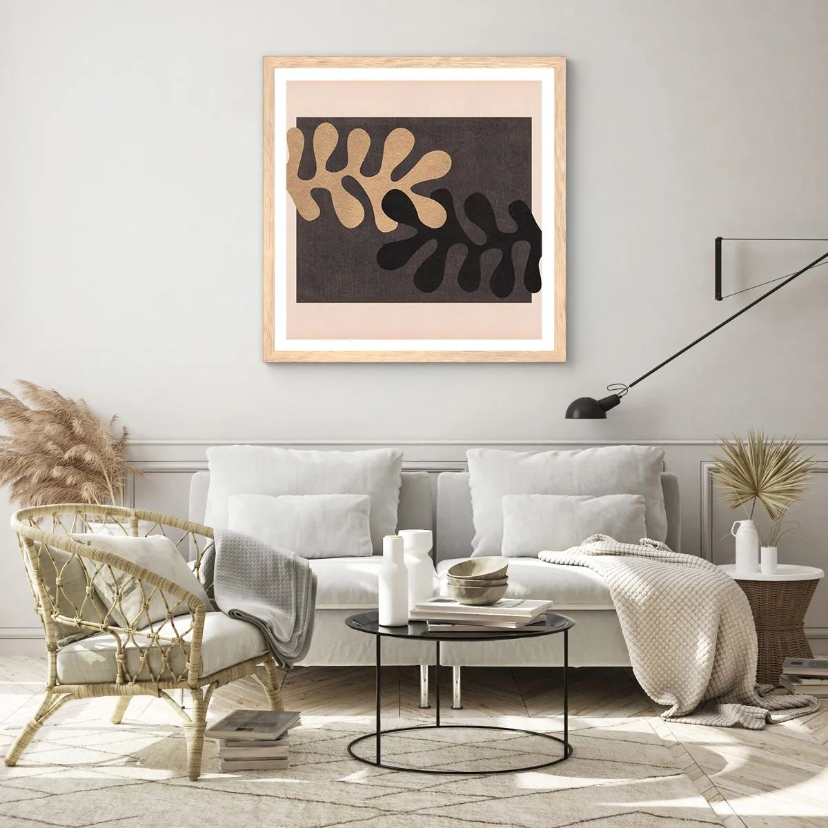 Plagát v ráme zo svetlého duba - Neprítomnosť a doplnenie - 30x30 cm