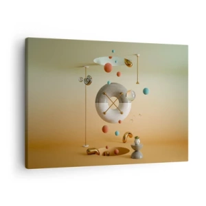 Obraz na plátne - Geometrické útvary v pastelových farbách v surrealistickom usporiadaní - 70x50cm - Všetko je možné - Moderná nástenná dekorácia do obývacej izby a spálne ARTTOR