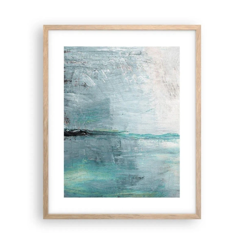 Plagát v ráme zo svetlého duba - Horizontálne v modrej - 40x50 cm