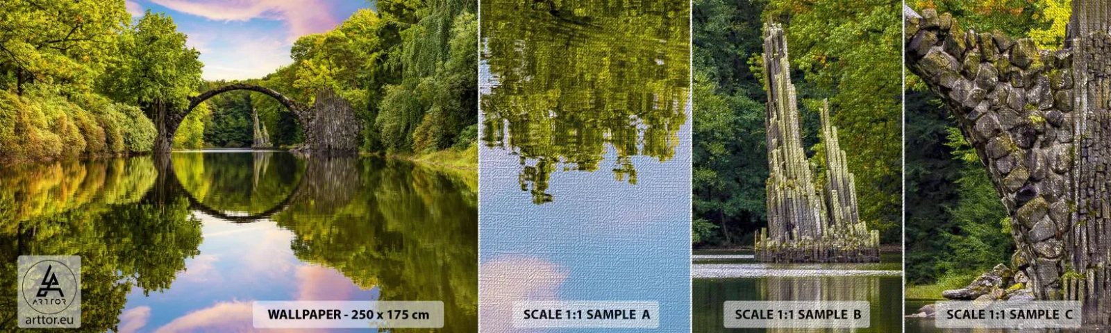 Vzorka fototapety Premium Canvas - Na rozhraní dvoch svetov - Krajina, Rieka, Most - 100x30 cm