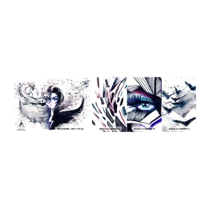 Vzorka samolepiacej fototapety Deluxe Sticker - Démonická a krásna - Abstrakcia, Žena, Ženské oči - 100x30 cm
