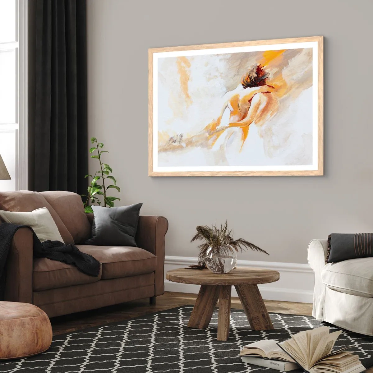 Plagát v ráme zo svetlého duba - Blízkosť v nebi - 100x70 cm