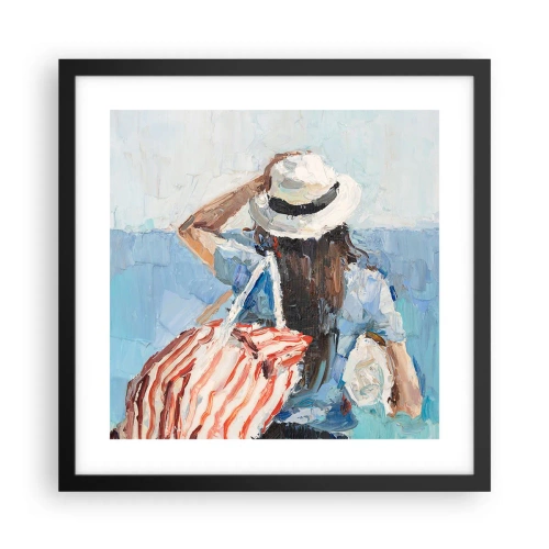 Plagát v čiernom ráme - Vitaj na dovolenke - 40x40 cm