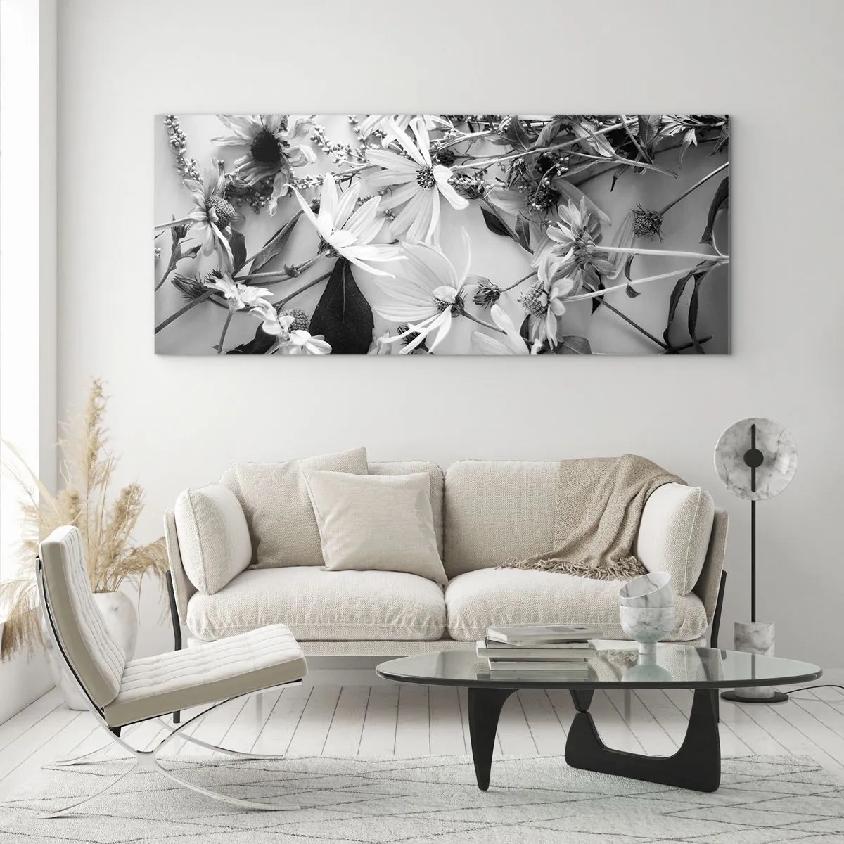 Obraz na skle - Kvety bez kytice - 140x50 cm