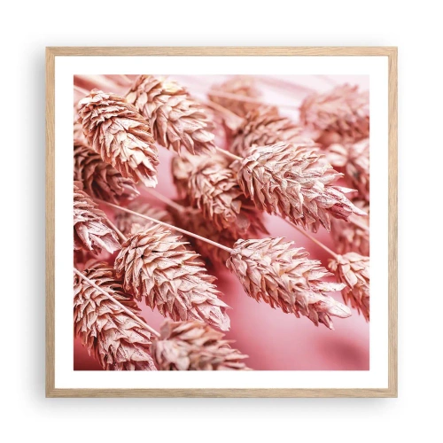 Plagát v ráme zo svetlého duba - Kvetinová kaskáda v ružovej - 60x60 cm
