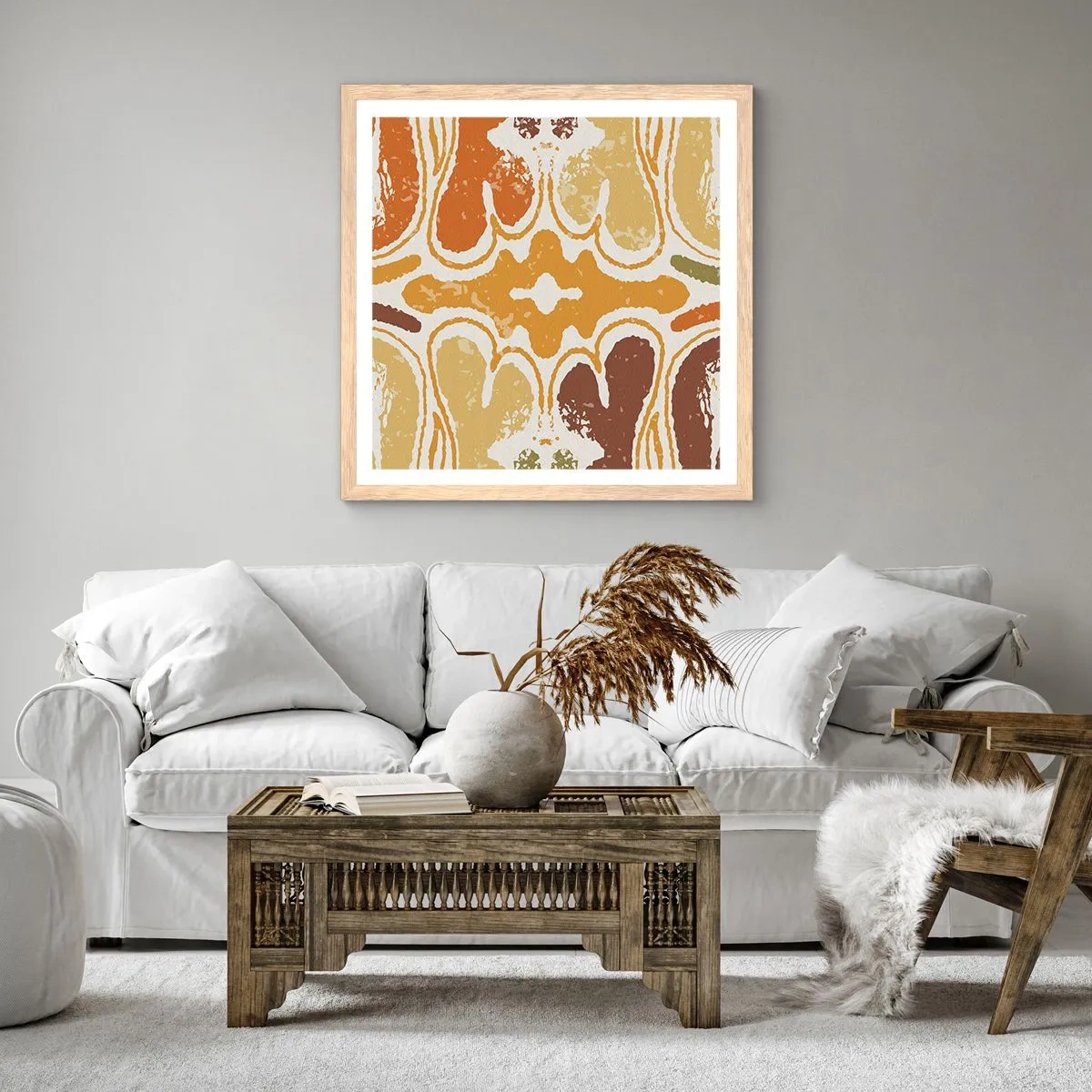 Plagát v ráme zo svetlého duba - Sentimentálna abstrakcia - 30x30 cm