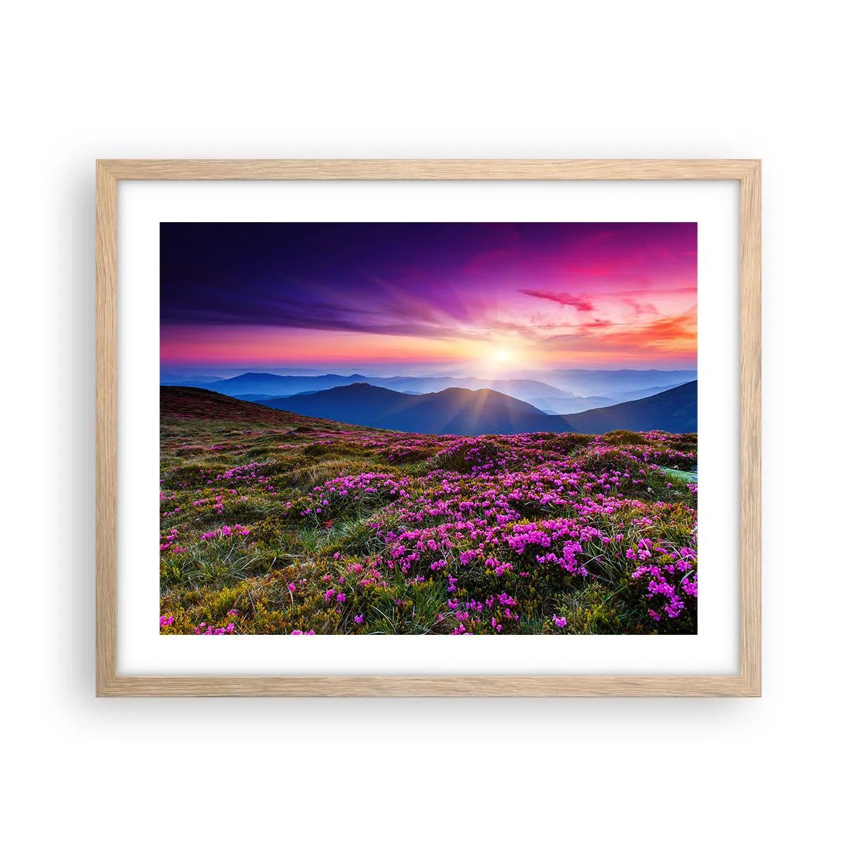 Plagát v ráme zo svetlého duba - Zavoňali svieže púčiky byliniek z obilných polí - 50x40 cm