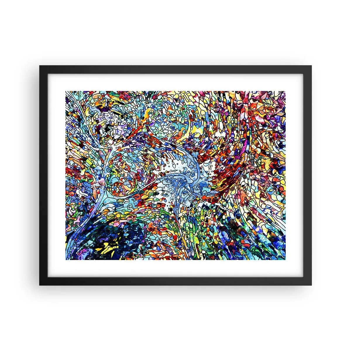 Plagát v čiernom ráme - Vitráž s kvapkami - 50x40 cm