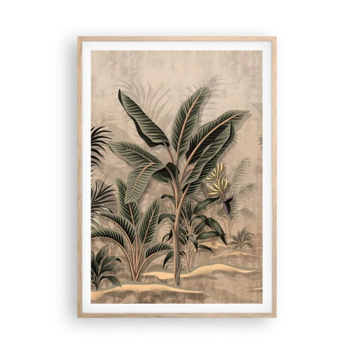 Plagát v ráme zo svetlého duba - Rytina v koloniálnom štýle - 70x100 cm