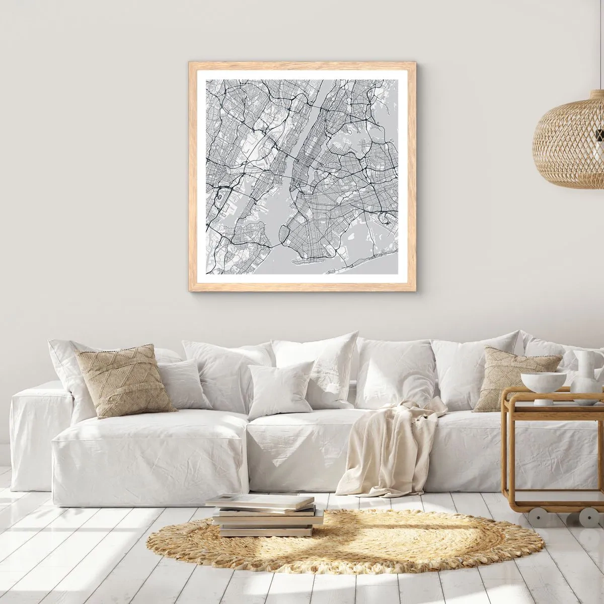 Plagát v ráme zo svetlého duba - Anatómia metropoly - 60x60 cm