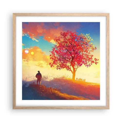 Plagát v ráme zo svetlého duba - Pútnik pri cieli - 50x50 cm