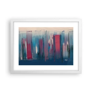 Plagát v bielom ráme - Vertikálna kompozícia v modrej a červenej - 40x30 cm