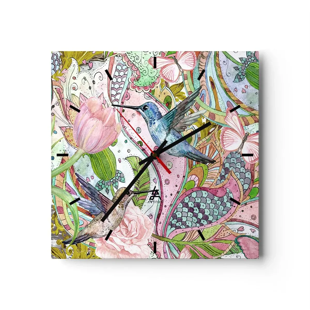 Nástenné hodiny - Zamotané do lián - 40x40 cm