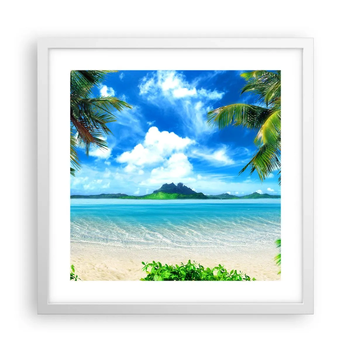 Plagát v bielom ráme - Lazúr trópov - 40x40 cm