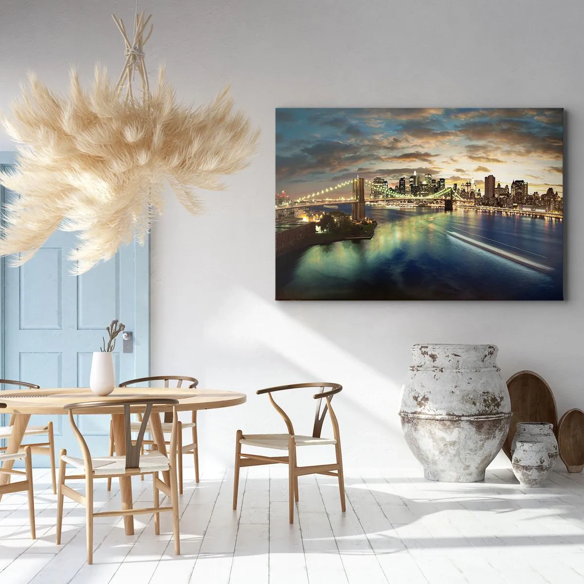 Obraz na plátne - Žiarivý večer nad Manhattanom - 120x80 cm