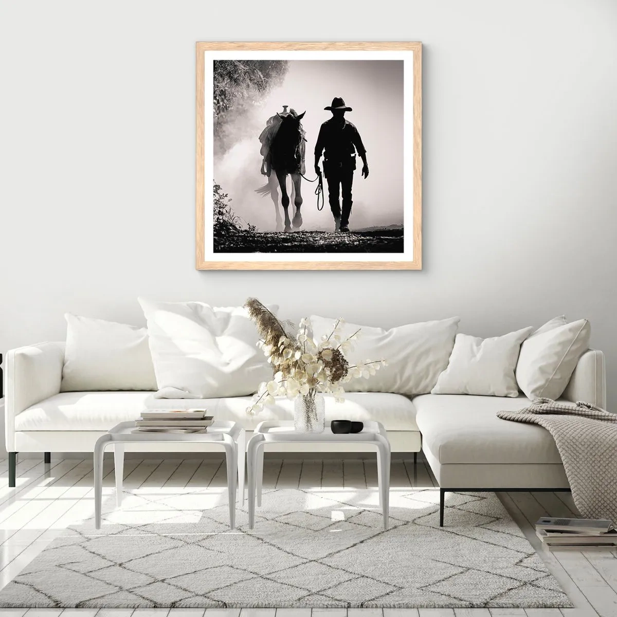Plagát v ráme zo svetlého duba - Texaské ráno - 60x60 cm