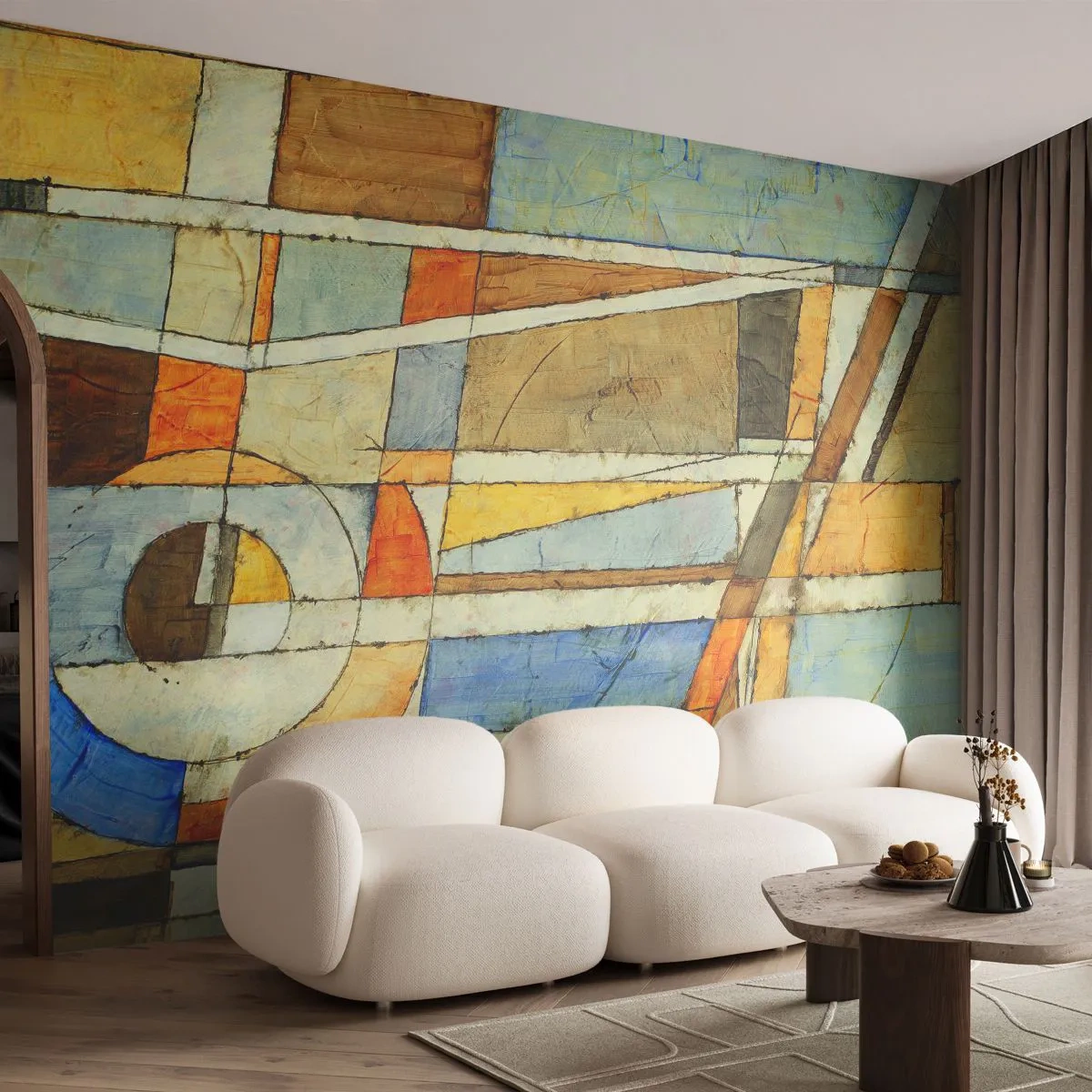 Fototapeta Premium Sand - Kubizmus na stavbe - Abstrakcia, Kus, Grafika - 200x140 cm