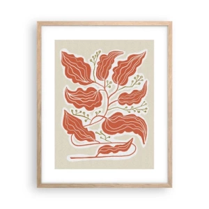 Plagát v ráme zo svetlého duba - Ľudovo a koralovo - 40x50 cm