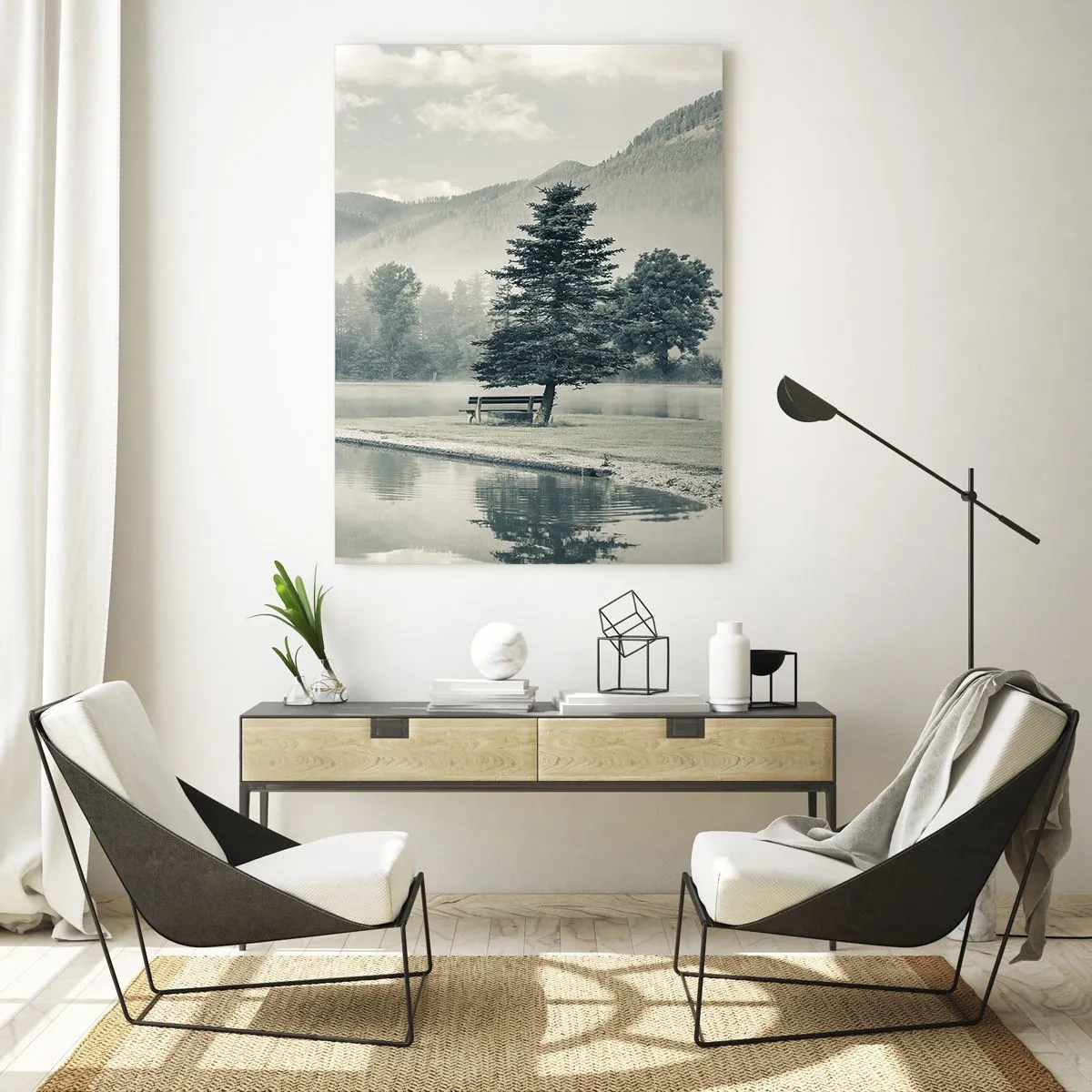 Obraz na skle - Jazero ešte spí - 50x70 cm