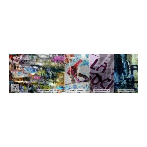 Vzorka Fototapeta Standard Eco - Koláž spomienok - Graffiti, Nástenná maľba, Moderný vzor - 100x30 cm