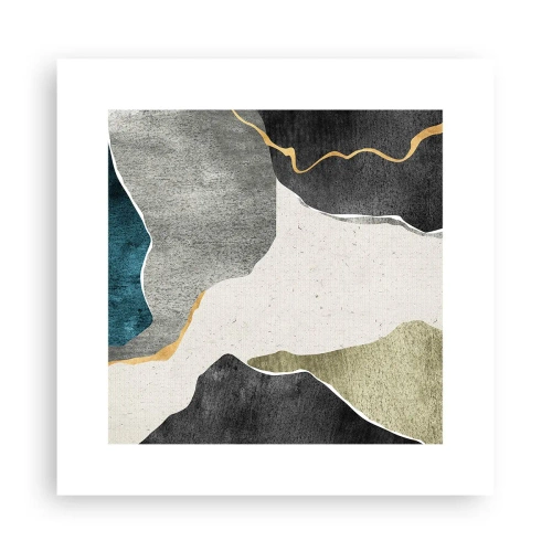 Plagát - Mozaiková kompozícia so zlatou niťou - 30x30 cm