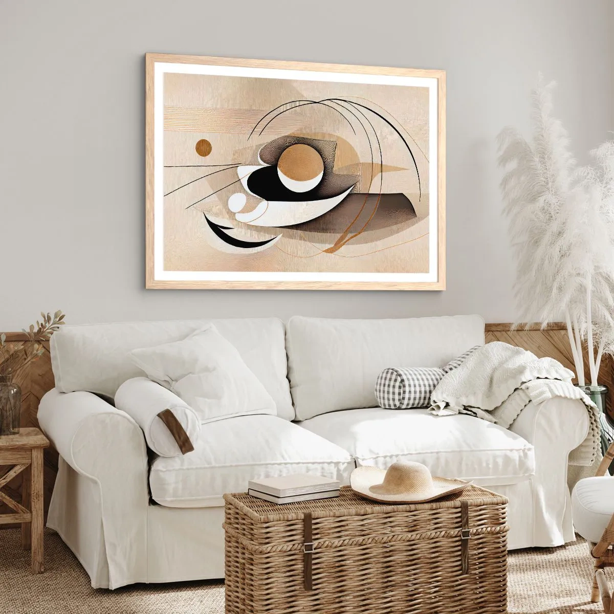 Plagát v ráme zo svetlého duba - Kompozícia: podstata vecí - 100x70 cm