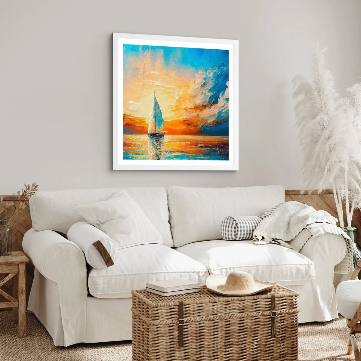 Plagát v bielom ráme - Plavba v zlate - 60x60 cm