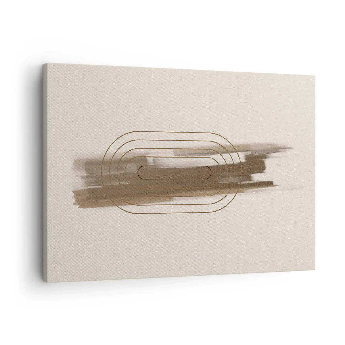 Obraz na plátne - Minimalistická kompozícia v odtieňoch béžovej a sivej s geometrickým vzorom - 70x50cm - Závan šedej - Moderná nástenná dekorácia do obývacej izby a spálne ARTTOR