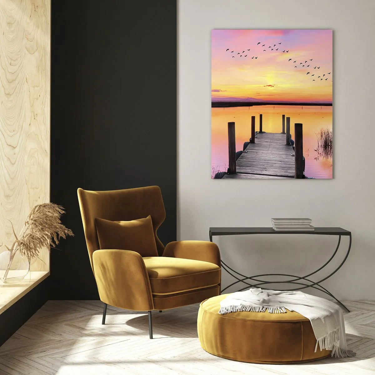Obraz na skle - Fialové tiché svitanie - 50x70 cm