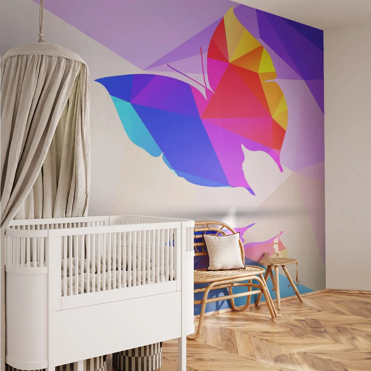 Samolepiaca Fototapeta Deluxe Sticker - Motýlia dúha - Hmyz, Motýľ, Geometrický obrazec - 200x140 cm