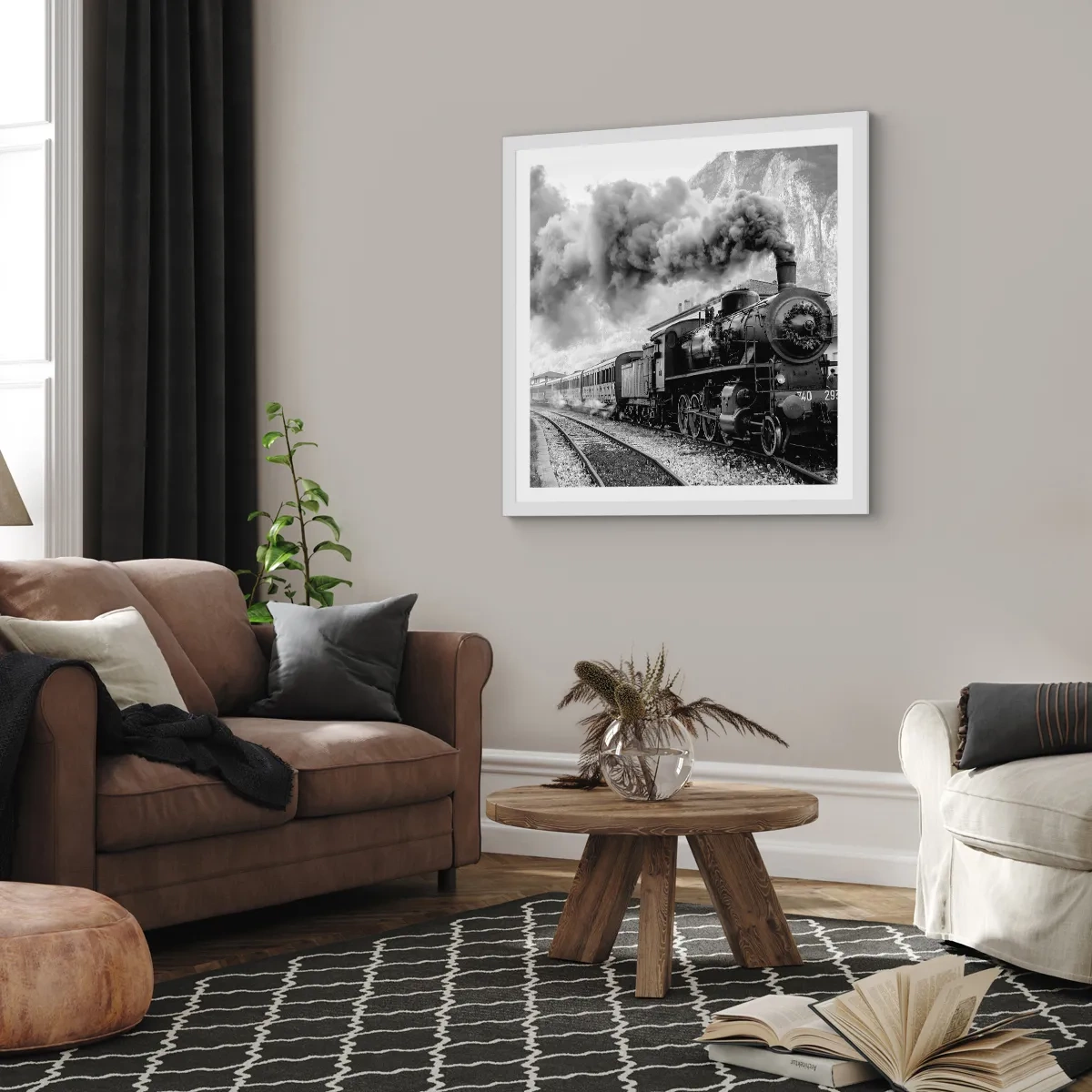 Plagát v bielom ráme - Stojí na stanici… - 40x40 cm