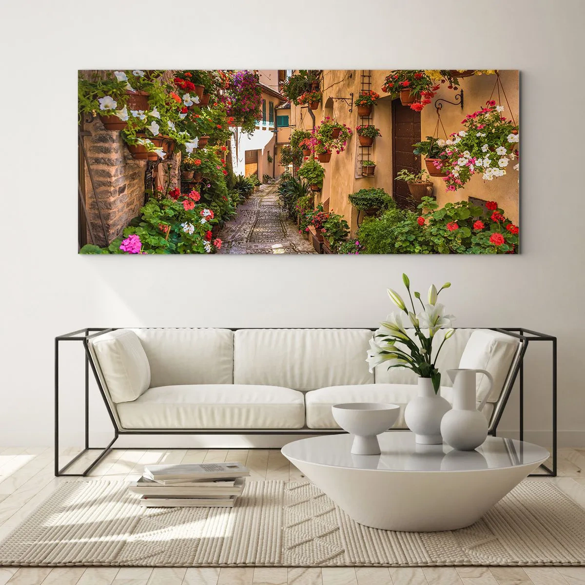 Obraz na skle - Talianske zákutie - 100x40 cm