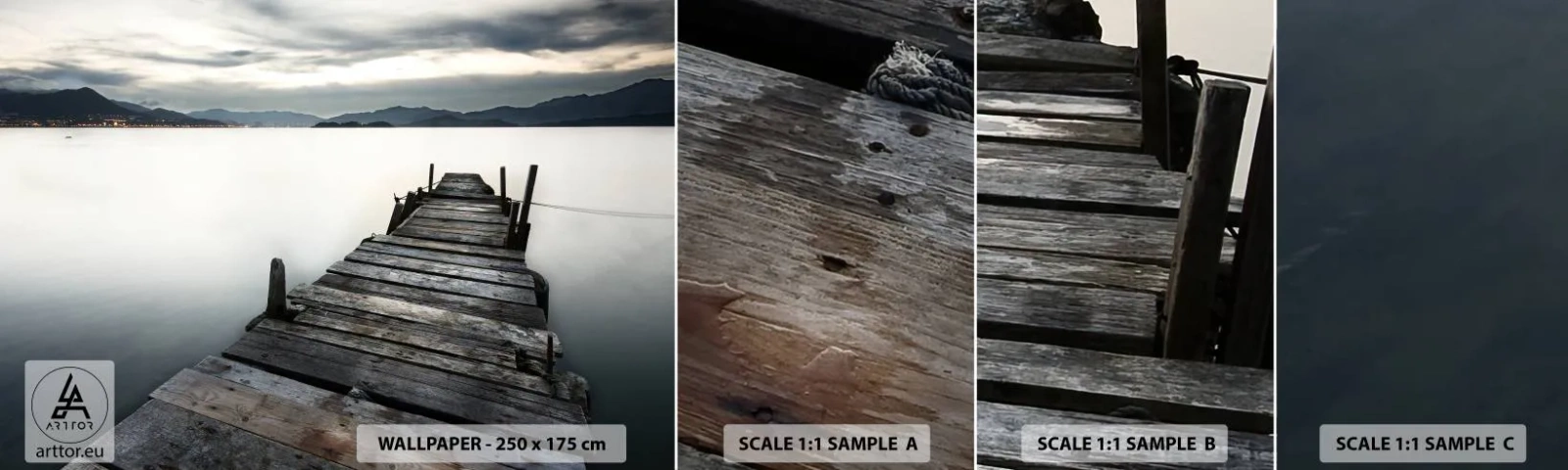 Vzorka Fototapeta Standard Eco - Ponoriť sa do pokoja - Krajina, Jazero, Drevený most - 100x30 cm