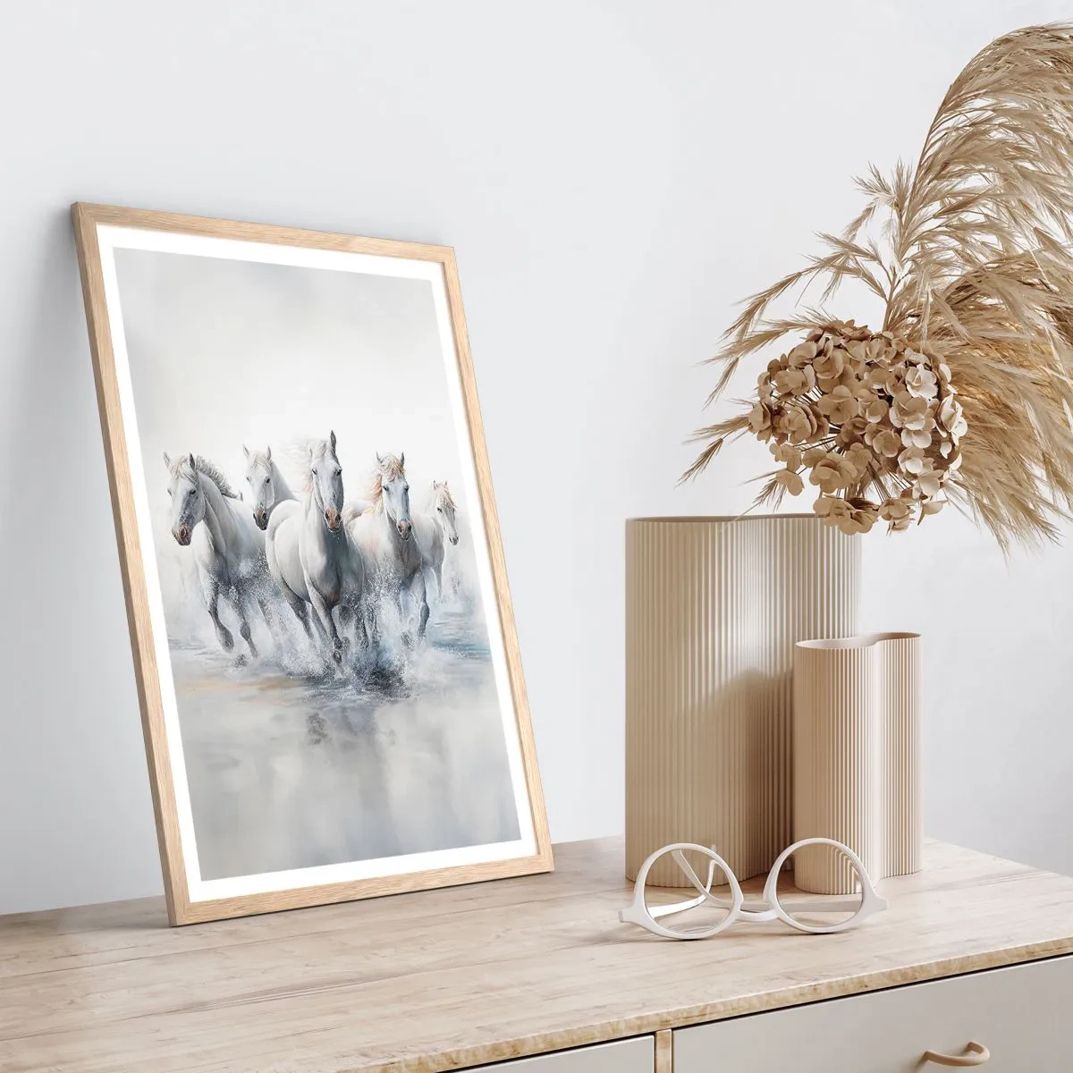 Plagát v ráme zo svetlého duba - Biela mágia - 40x50 cm