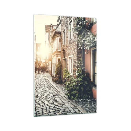 Obraz na skle - Ružová ulička v ružovej žiare - 70x100 cm