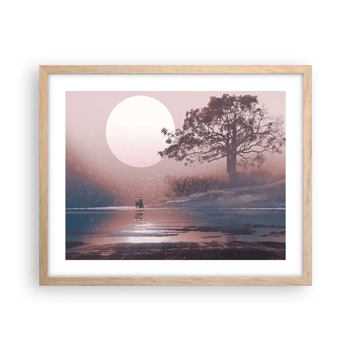 Plagát v ráme zo svetlého duba - Nočné zázraky - 50x40 cm