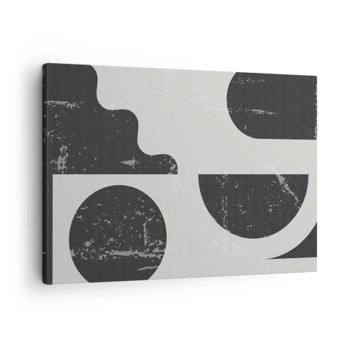 Obraz na plátne - Geometrické vzory v odtieňoch čiernej a sivej - 70x50cm - Kompozícia nad a pod - Moderná nástenná dekorácia do obývacej izby a spálne ARTTOR
