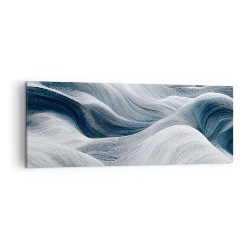 Obraz na plátne - Biele a modré vlny - 140x50 cm