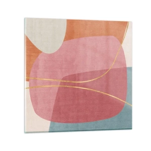 Obraz na skle - Pastelová kompozícia so zlatou niťou - 40x40 cm