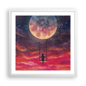 Plagát v bielom ráme - Stavať si vzdušné zámky - 50x50 cm