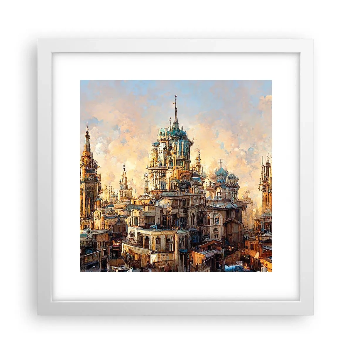 Plagát v bielom ráme - Mesto miest - 30x30 cm