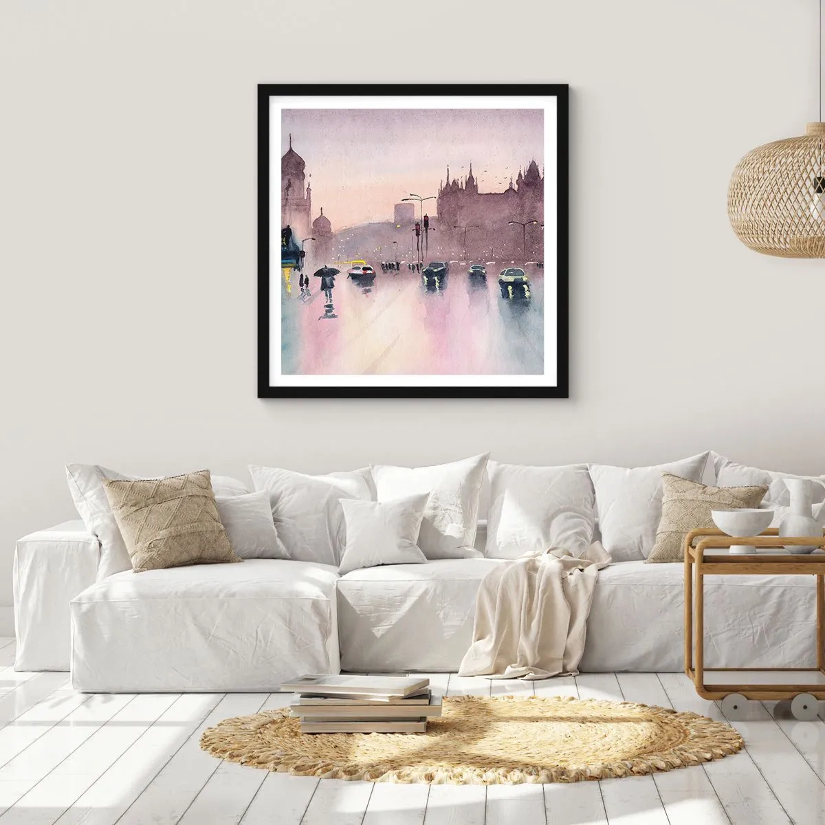 Plagát v čiernom ráme - V daždivom opare - 60x60 cm